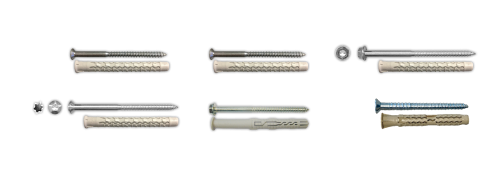 JNS Tasselli Bossong in nylon a martello e avvitamento